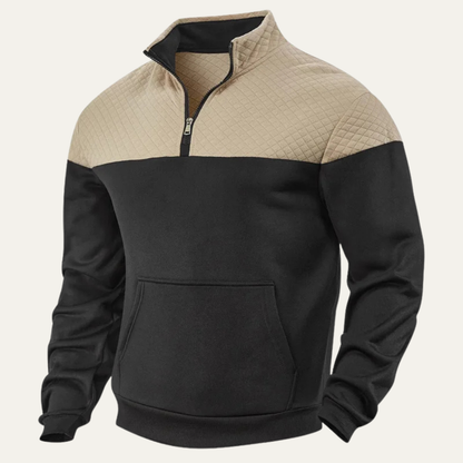 Men's Colorblock Quilted Zip Up Sweater