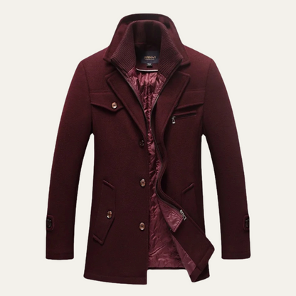 Warm Water Resistant Men's Trench Coat with Quilted Lining