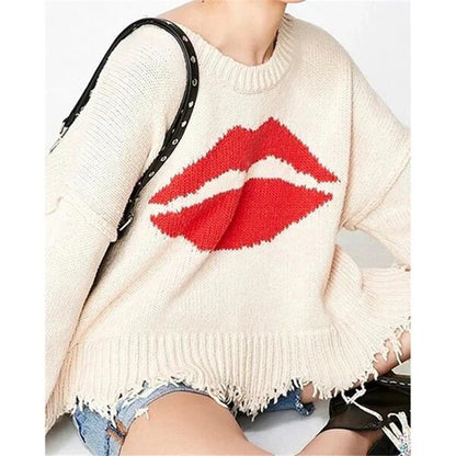 Relaxed Fit Graphic Print Women's Sweater