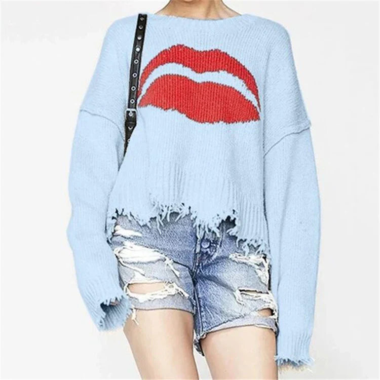 Relaxed Fit Graphic Print Women's Sweater