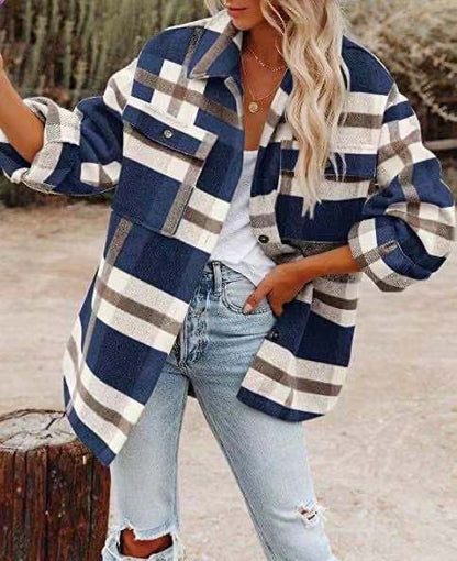 Cozy Checkered Women's Button Jacket