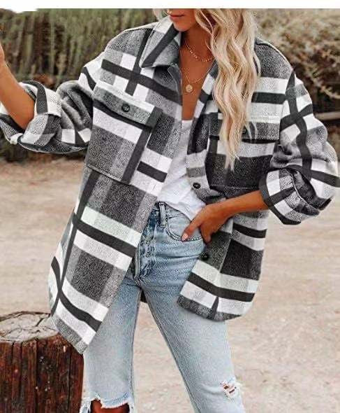 Cozy Checkered Women's Button Jacket