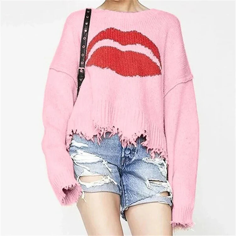 Relaxed Fit Graphic Print Women's Sweater