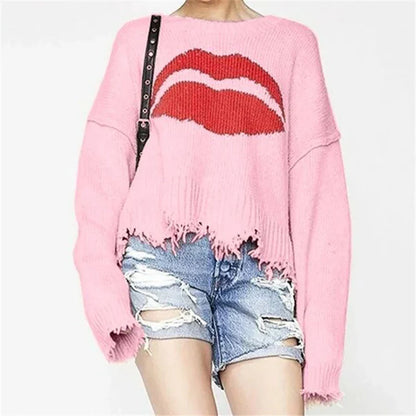 Relaxed Fit Graphic Print Women's Sweater