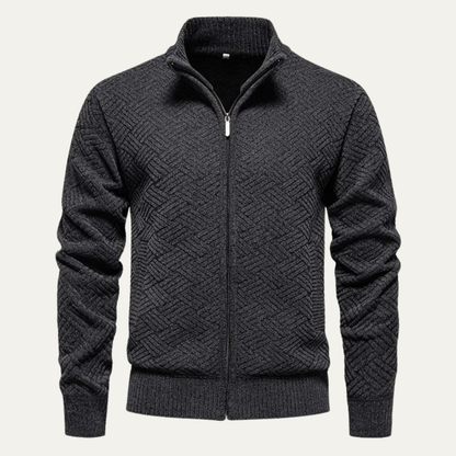 Cozy Mens Thick Fleece Lined Zip Up Cardigan - Nocini