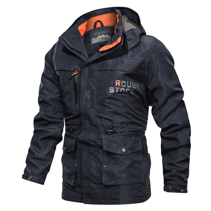 Waterproof Mens Parka Jacket with Hood and Pockets