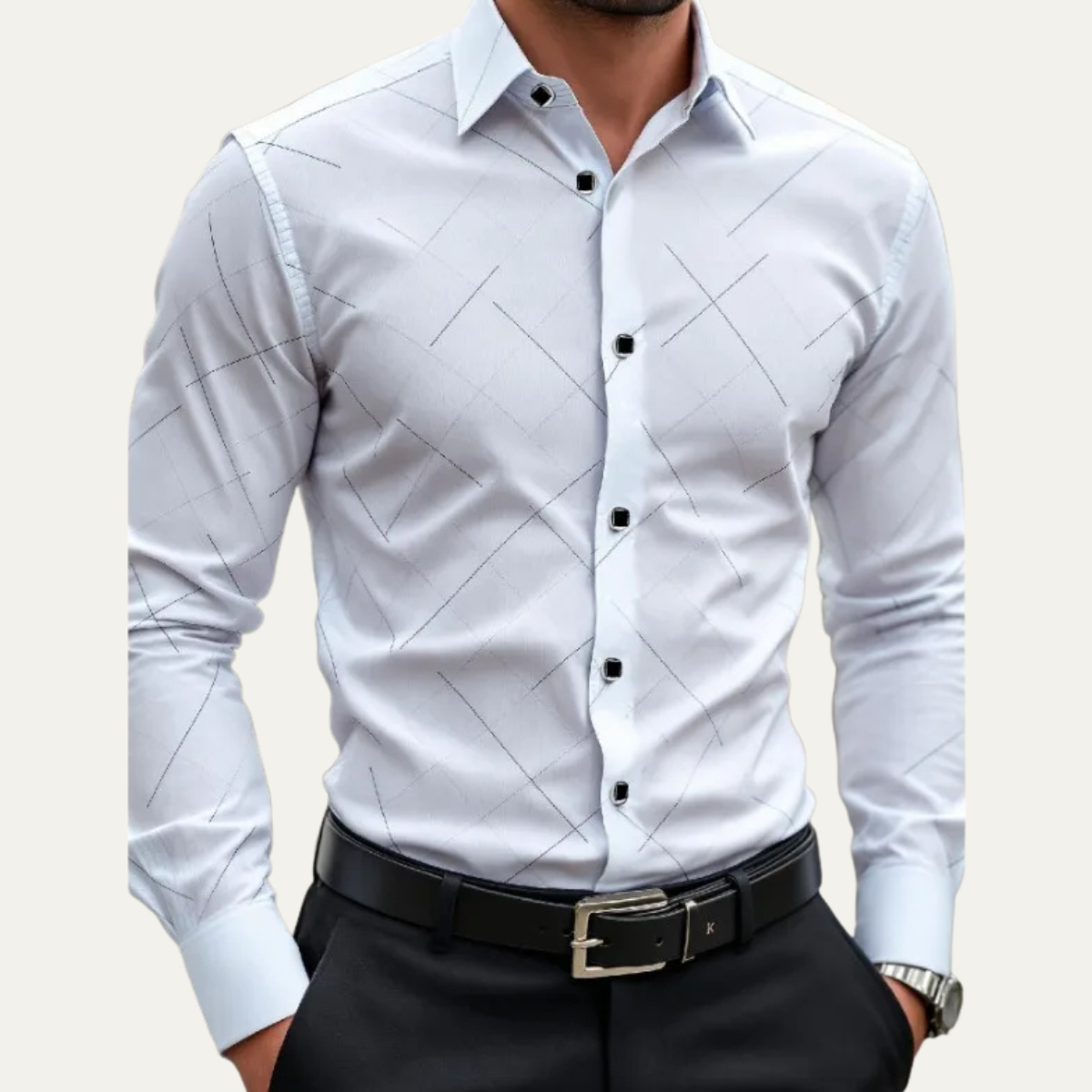 Classic Men's White Business Dress Shirt