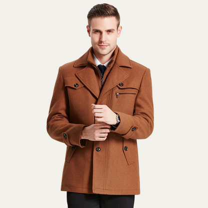 Warm Water Resistant Men's Trench Coat with Quilted Lining