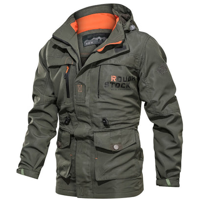 Waterproof Mens Parka Jacket with Hood and Pockets