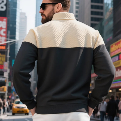 Men's Colorblock Quilted Zip Up Sweater