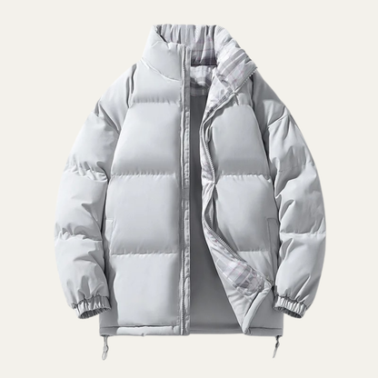 Warm Men's Puffer Coat with Stand Up Collar