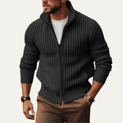 Classic Men's Cozy Crew Neck Zipper Cardigan Sweater