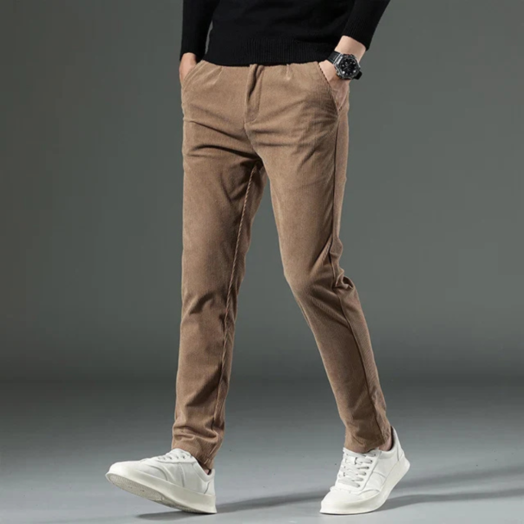 Classic Ribbed Corduroy Pants with Belt Loops