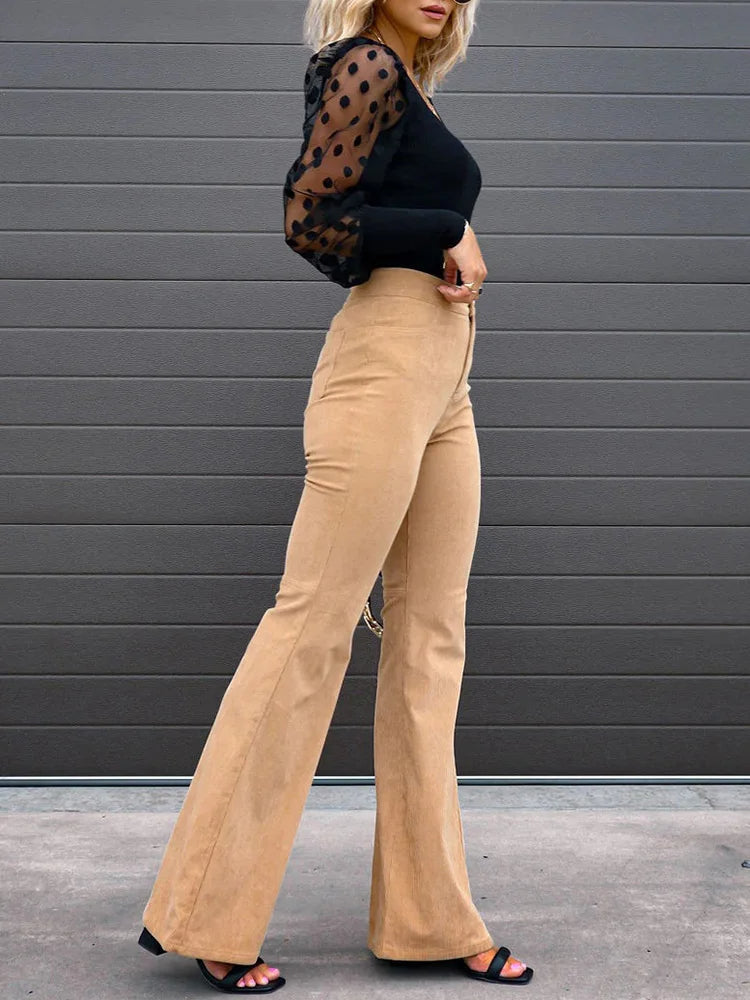 Fashionable Wide Leg Corduroy Pants for Women