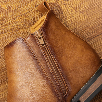 Classic Men's Leather Chelsea Ankle Boots with Stretch Sides