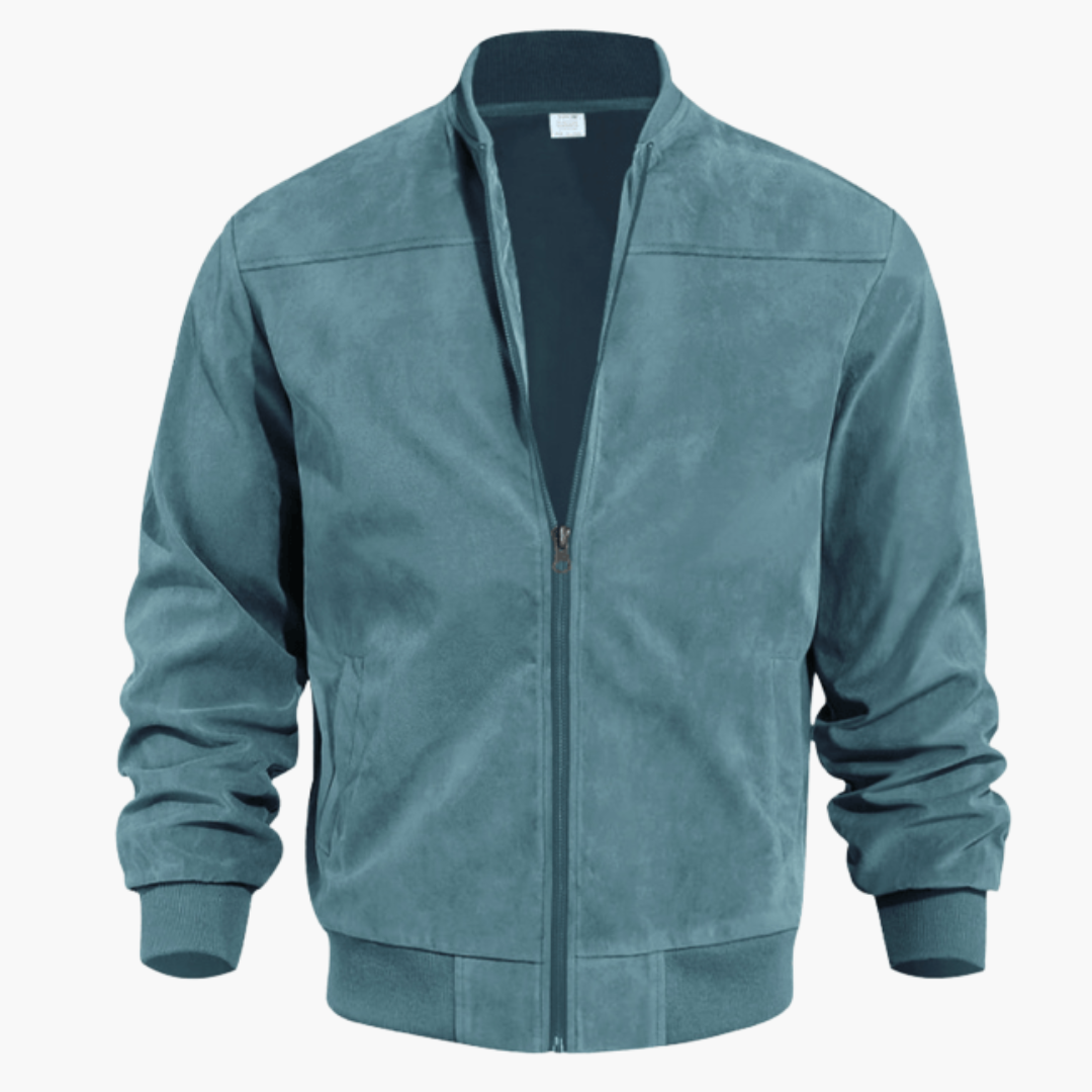 Classic Zip Up Mens Leather Jacket with Pockets