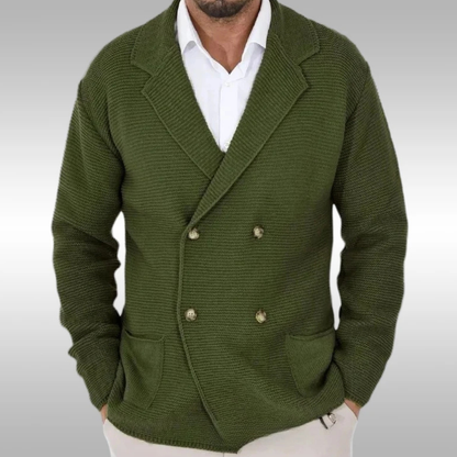 Classic Men's Double Breasted Knit Sweater