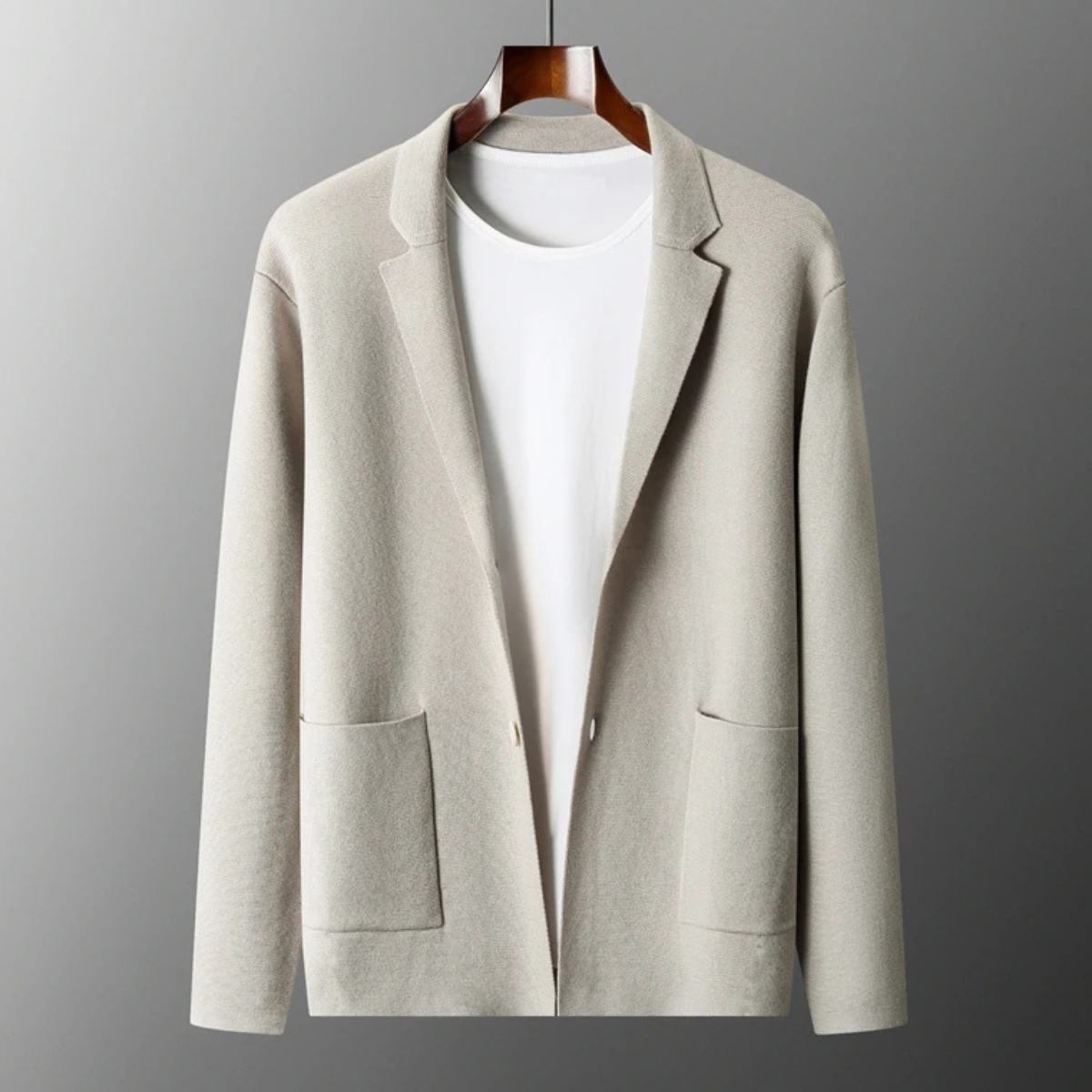 Comfortable Men's Merino Wool Crew Neck Cardigan Sweater