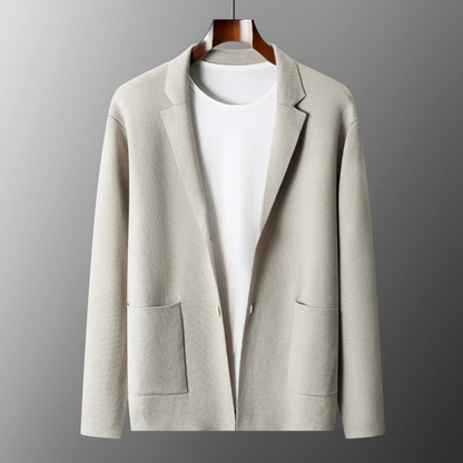 Comfortable Men's Merino Wool Crew Neck Cardigan Sweater