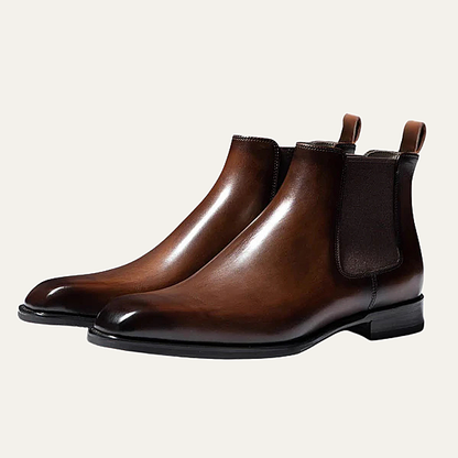 Elegant Low Heel Leather Ankle Boots - Nocini