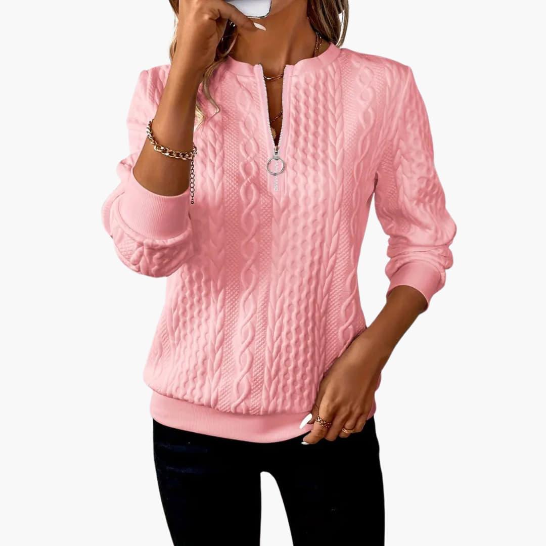Women's Cable Knit Zip Up Sweater