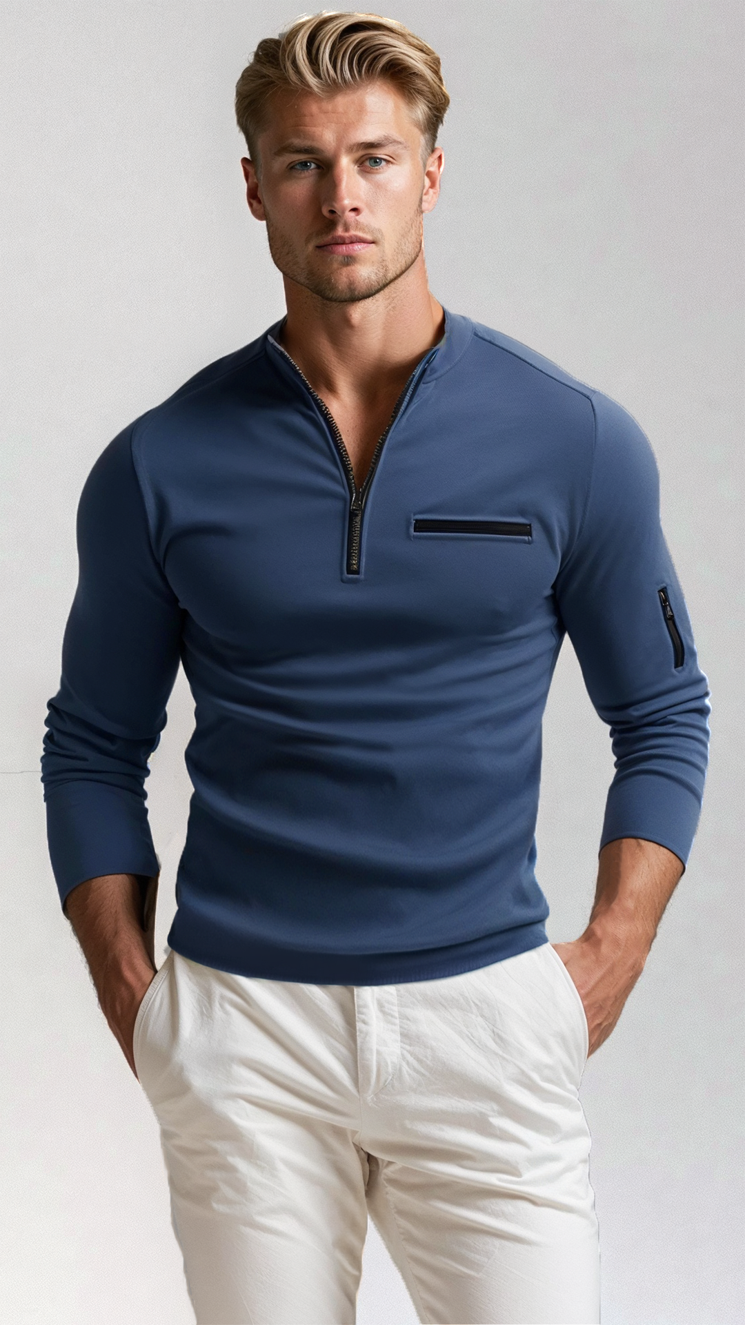 Men's Classic Comfortable Zip Sweater - Nocini