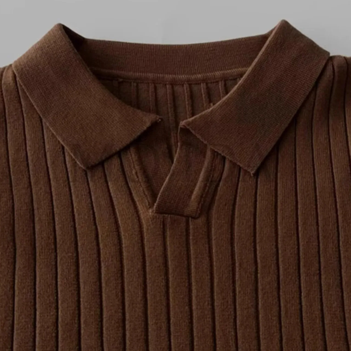 Men's Fitted Crew Neck Knit Polo Sweater