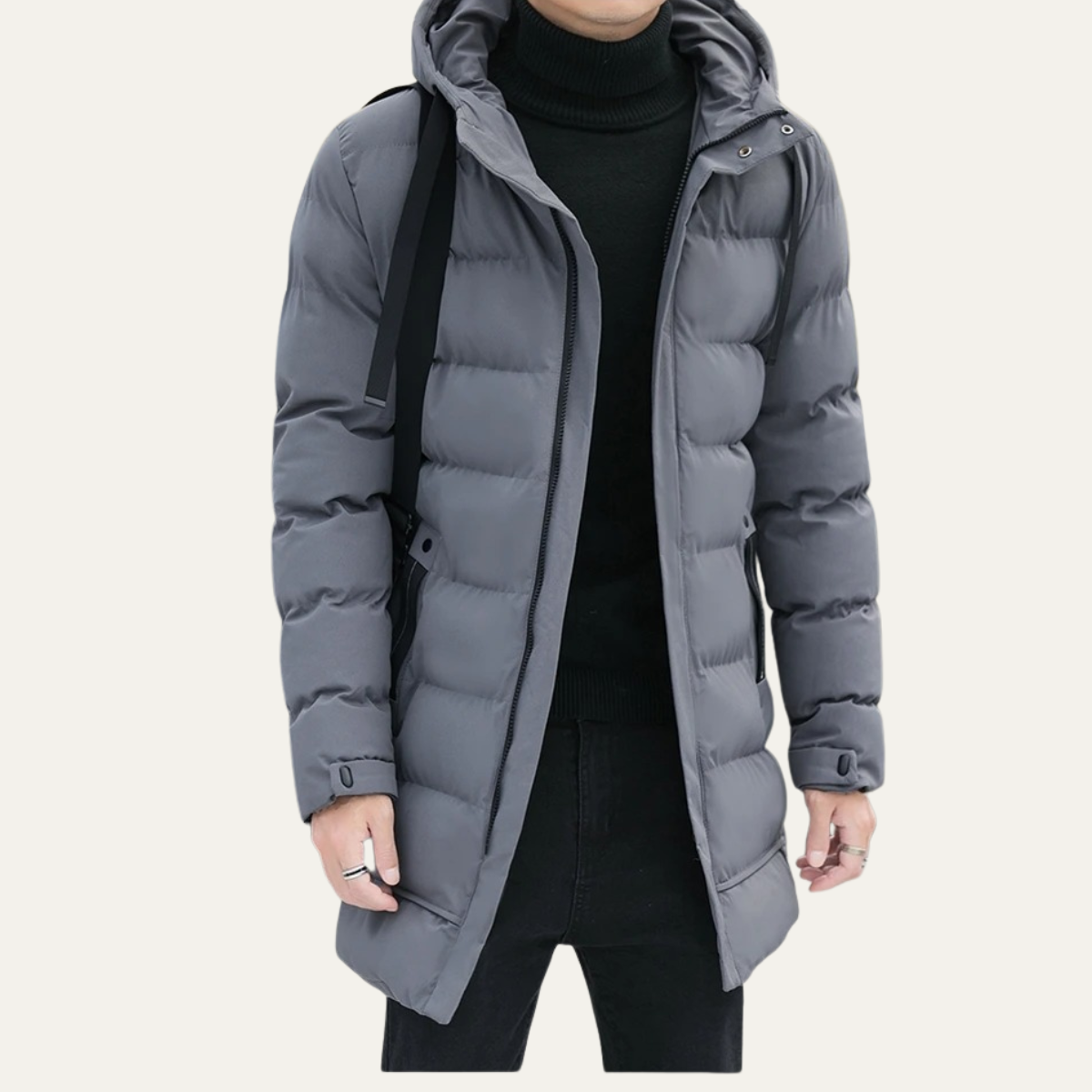 Men's Slim Fit Black Down Puffer Jacket