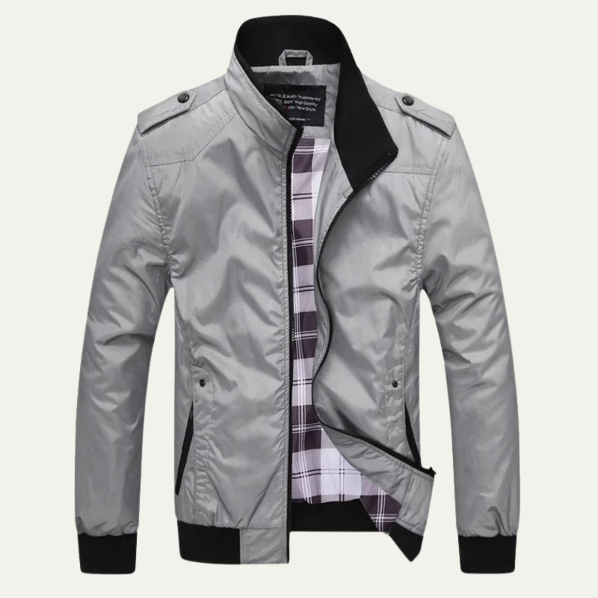 Slim Fit Men's Bomber Jacket with Stand Collar