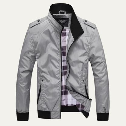 Slim Fit Men's Bomber Jacket with Stand Collar
