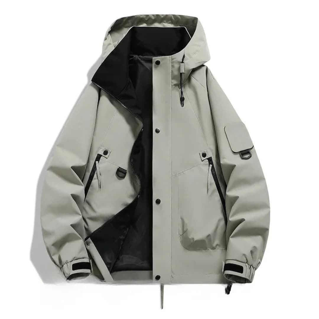 Waterproof Snow Jacket with Hood and Zip Pockets