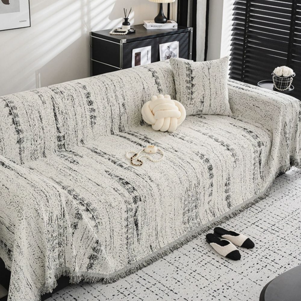 Soft Cream Colored Sofa Slipcover - Olytrend