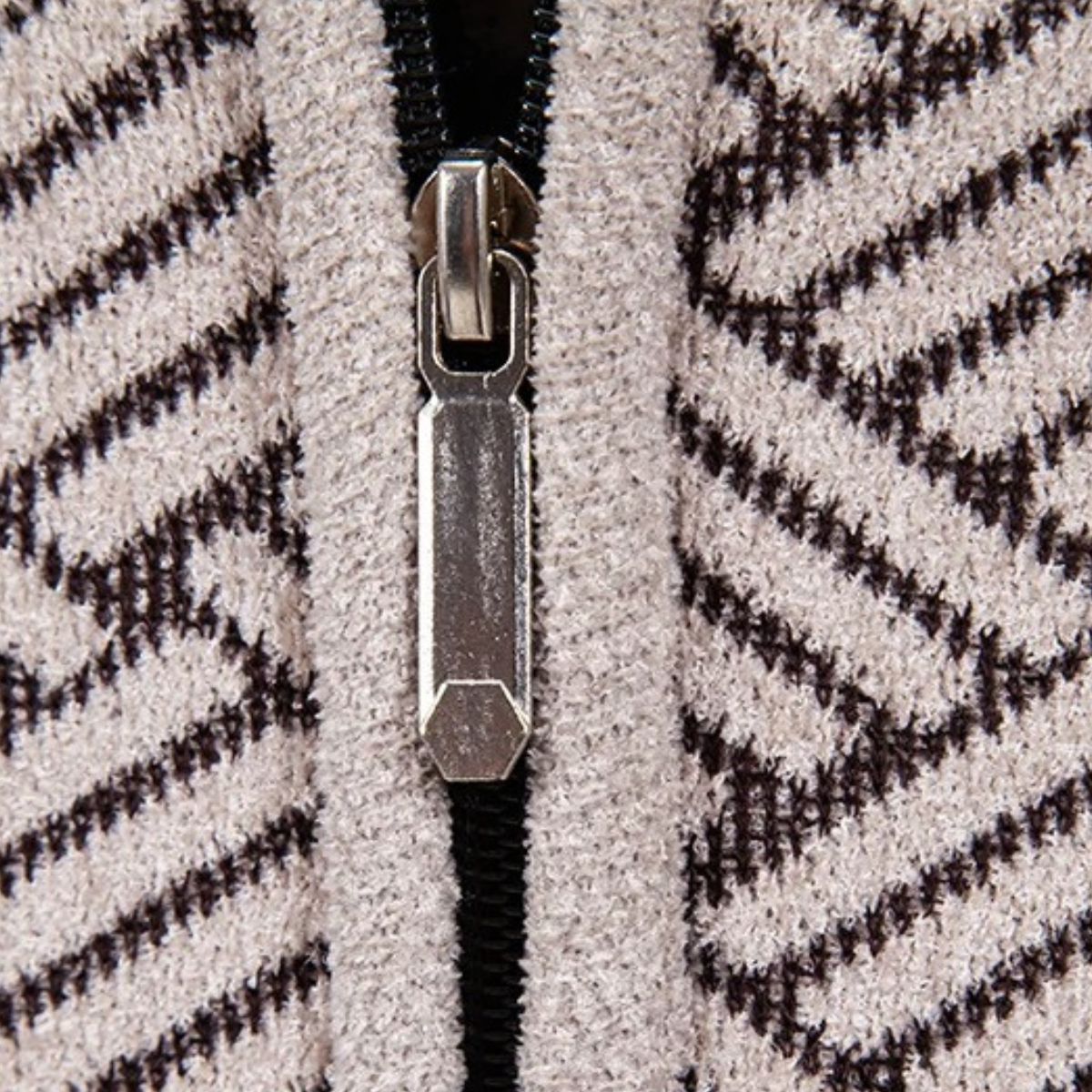 Classic Mens Knit Patterned Stand Collar Jacket