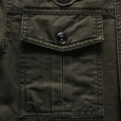 Stylish Men's Cotton Cargo Jacket with Multiple Pockets