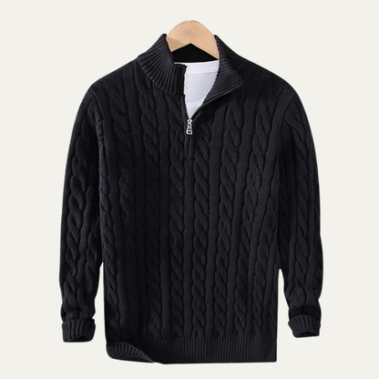 Cozy Mens Cable Knit Half Zip Cotton Sweater