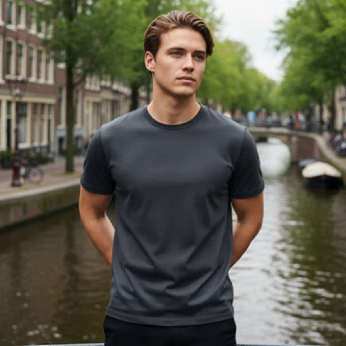 Comfortable Men's Classic Crew Neck Cotton Tee Shirt