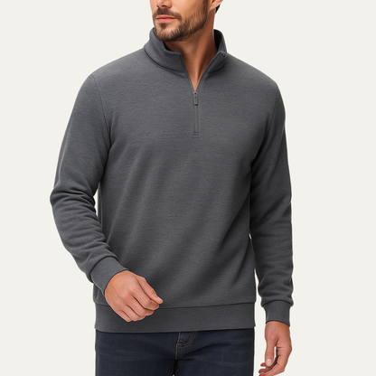 Warm Mens Fleece Zip Neck Sweater