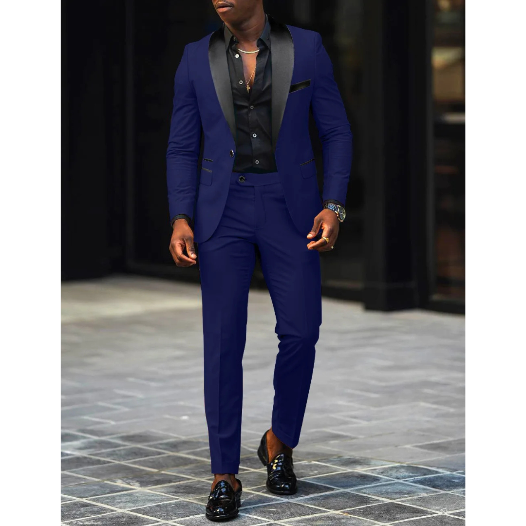 Men's Tailored Fit Peak Lapel Suit Jacket Set