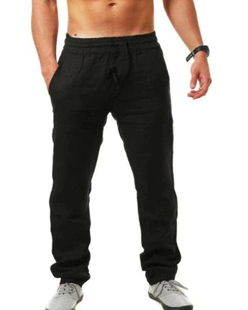 Comfortable Mens Cotton Pants Elastic Waistband