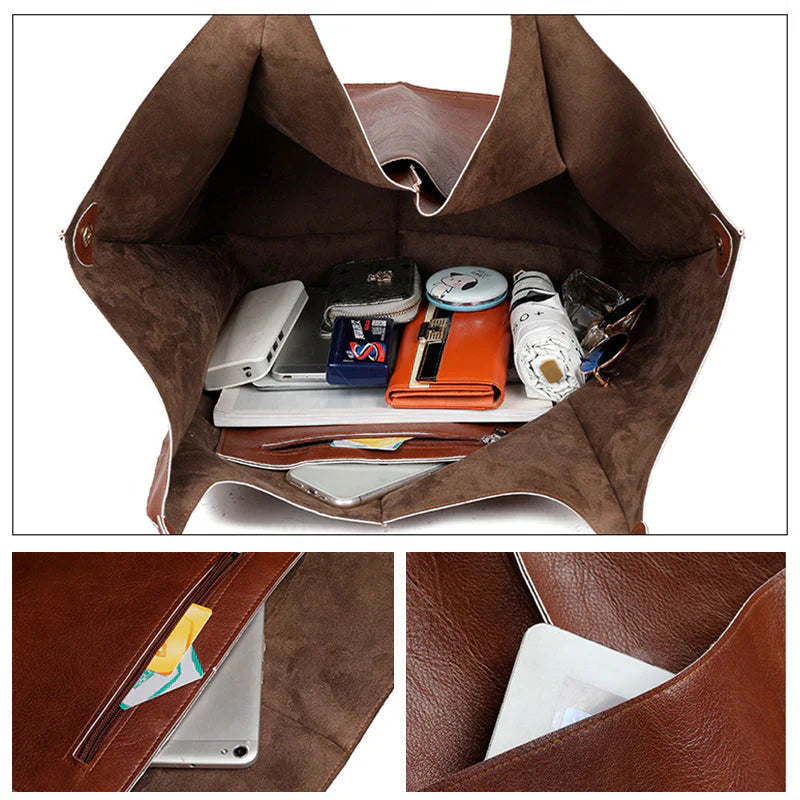 Large Classic Leather Tote Bag for Women