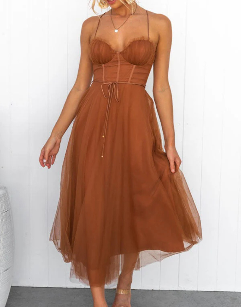 Women's Breathable Tank Maxi Dress with V Neck - Olytrend