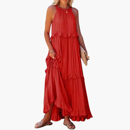 Flowy Long Dress for Women, Lightweight Ruffle Style