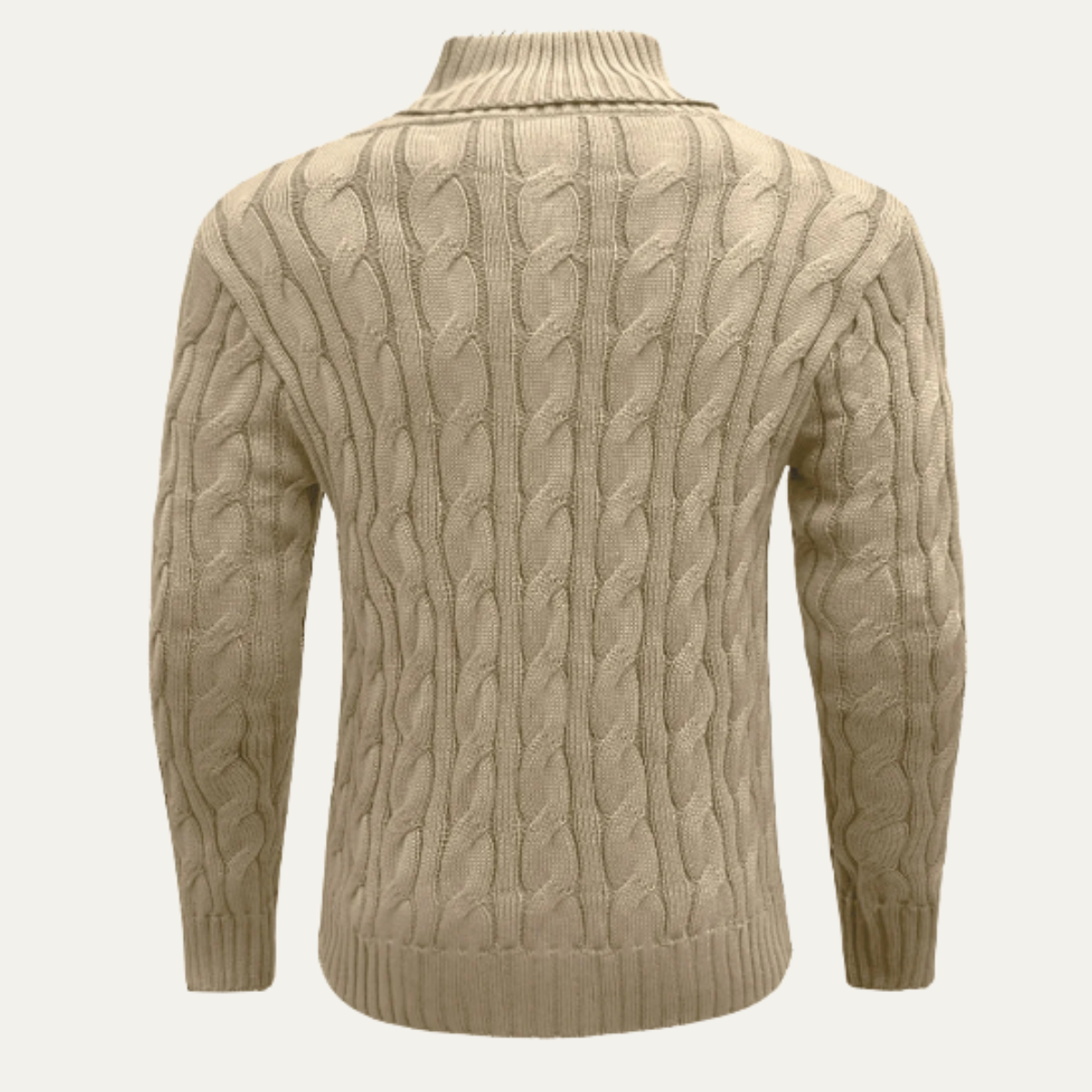 Cozy Men's Button Neck Cable Sweater