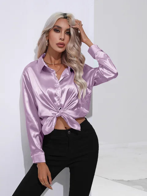 Classic Ladies Button Front Shirt Loose Fit
