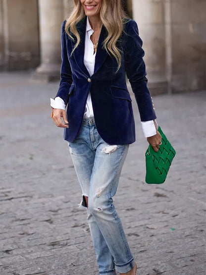 Classic Women's Blazer with Metal Buttons