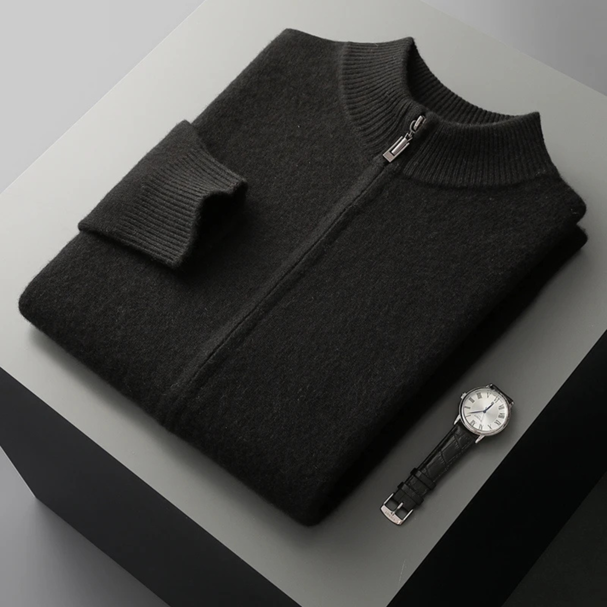 Premium Men's Soft Cashmere Zip Sweater