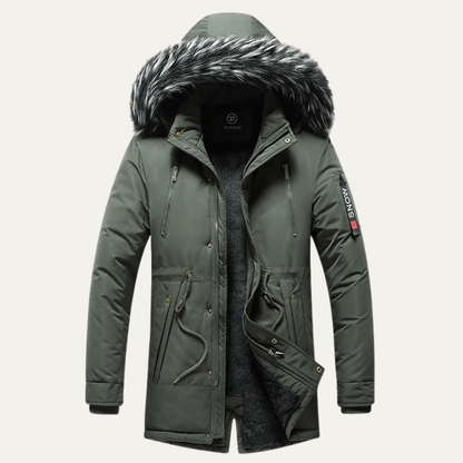 Thermal Men's Quilted Parka Jacket with Removable Hood