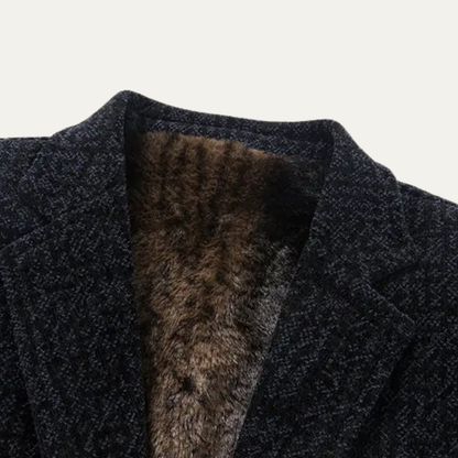 Luxury Men's Wool Blazer with Faux Fur Lining