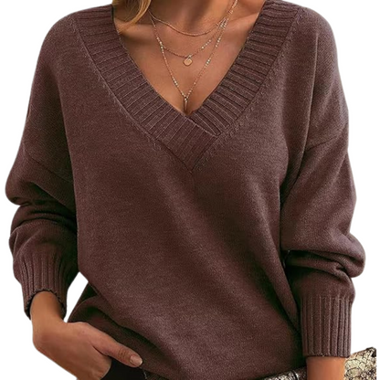 Women's Classic V Neck Knit Sweater