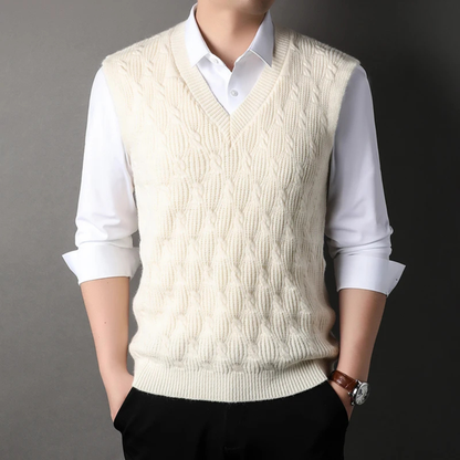 Cozy Men's Thick Cable Knit V Neck Sweater Vest